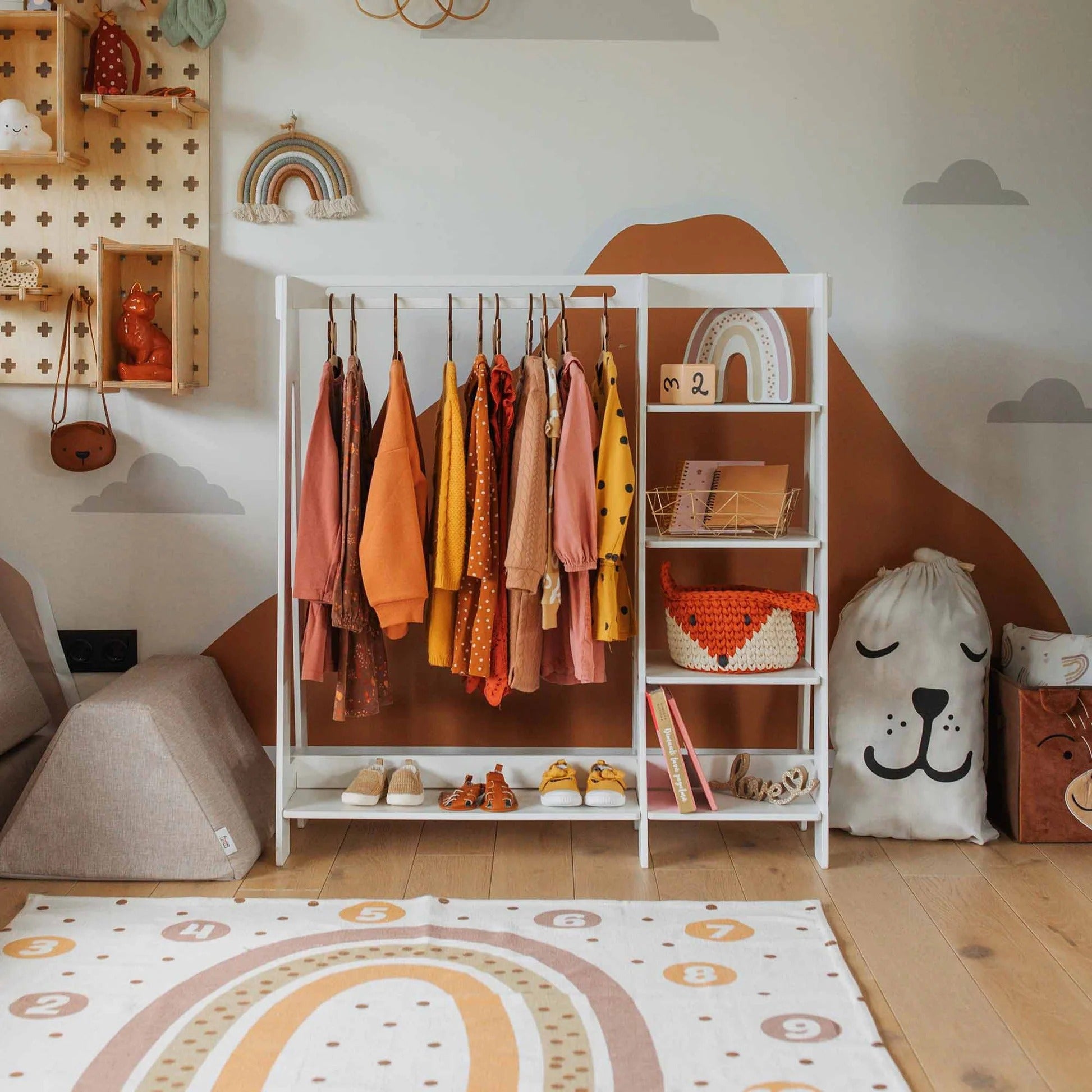 Kinderkledingkast, verkleedkledingrek, wit
