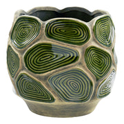 Bloempot - keramiek, donker bosgroen/bruin, ø18x16 cm