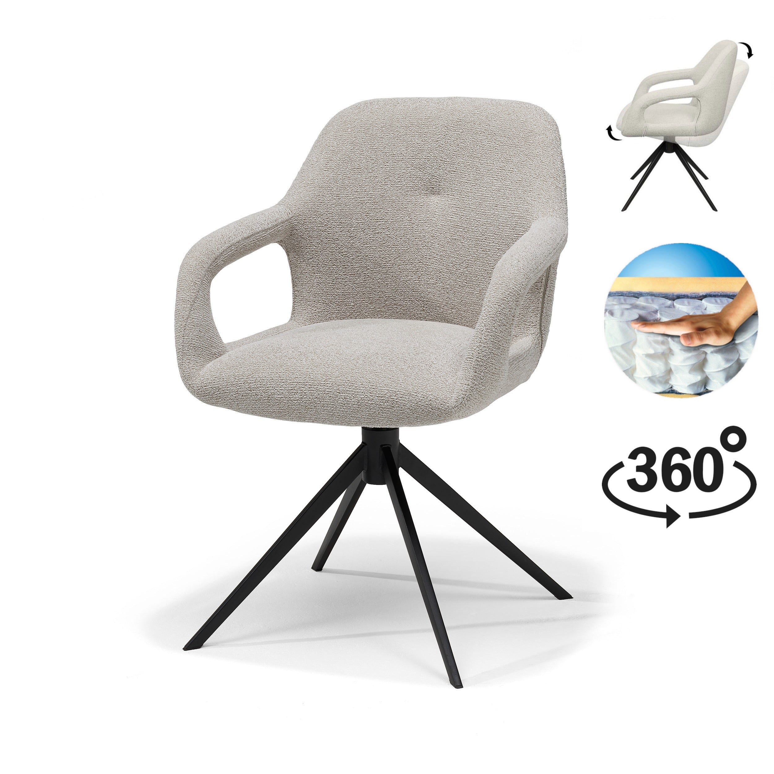 Move armstoel Stof Sahara champignon - relaxfunctie - zwart frame