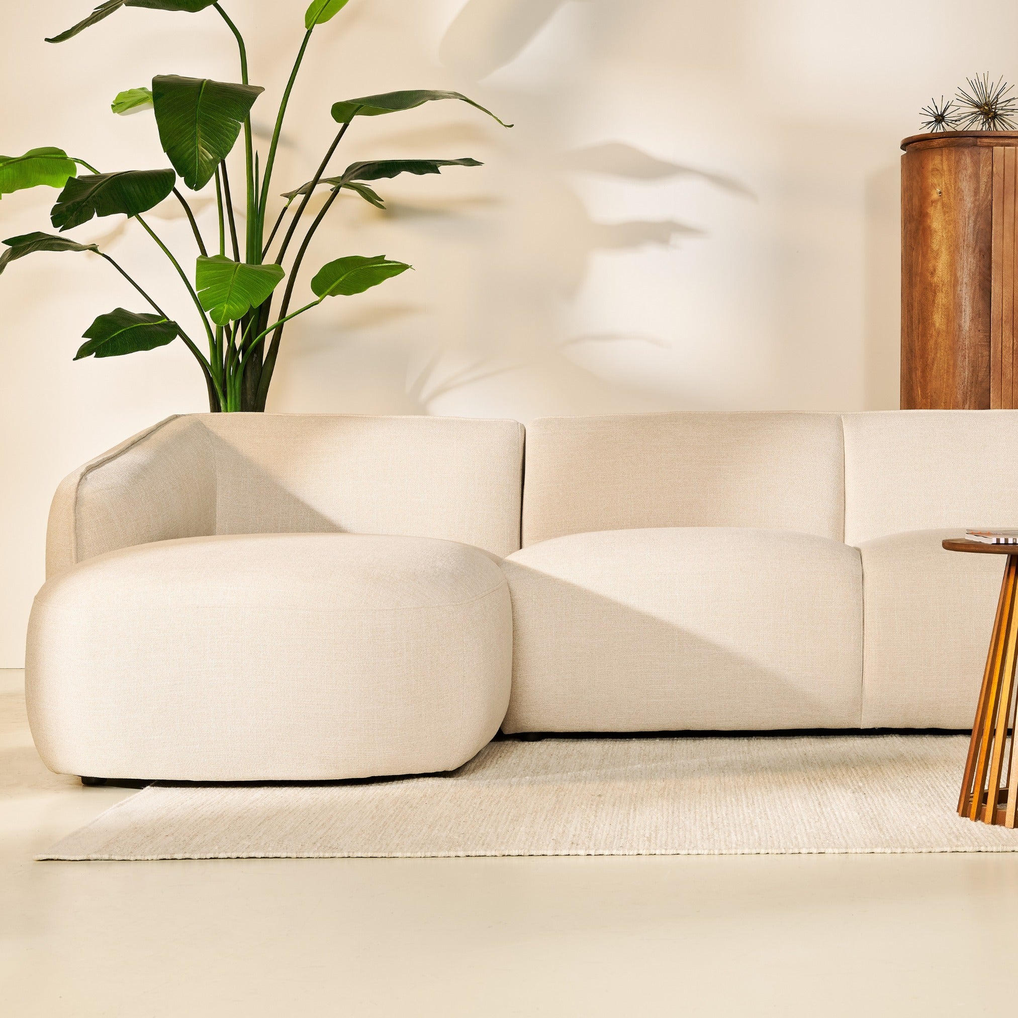 Hoekbank Laila - Stof Beige Rechts