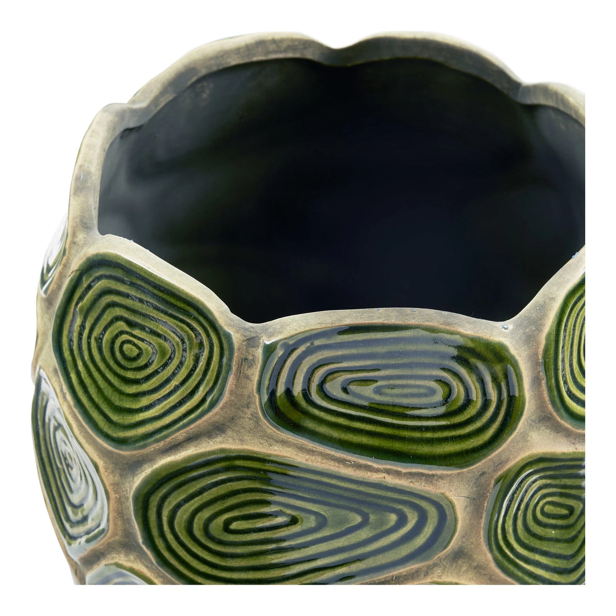 Bloempot - keramiek, donker bosgroen/bruin, ø18x16 cm