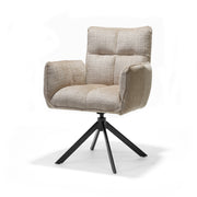 Nova armstoel, stof Cremona #14 beige - 360° draaibaar, zwart frame A360