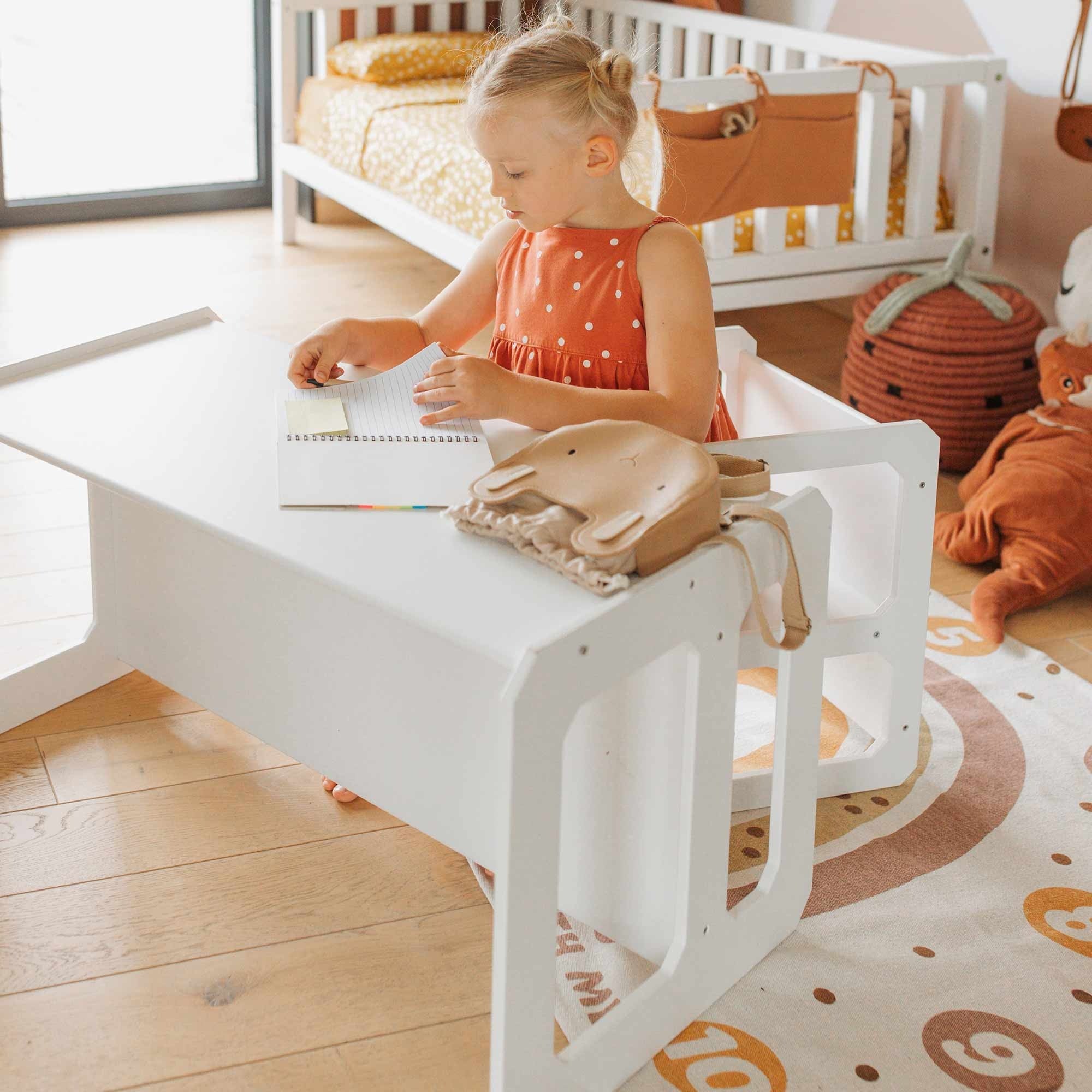 Montessori tafeltje en stoeltje set - wit hout