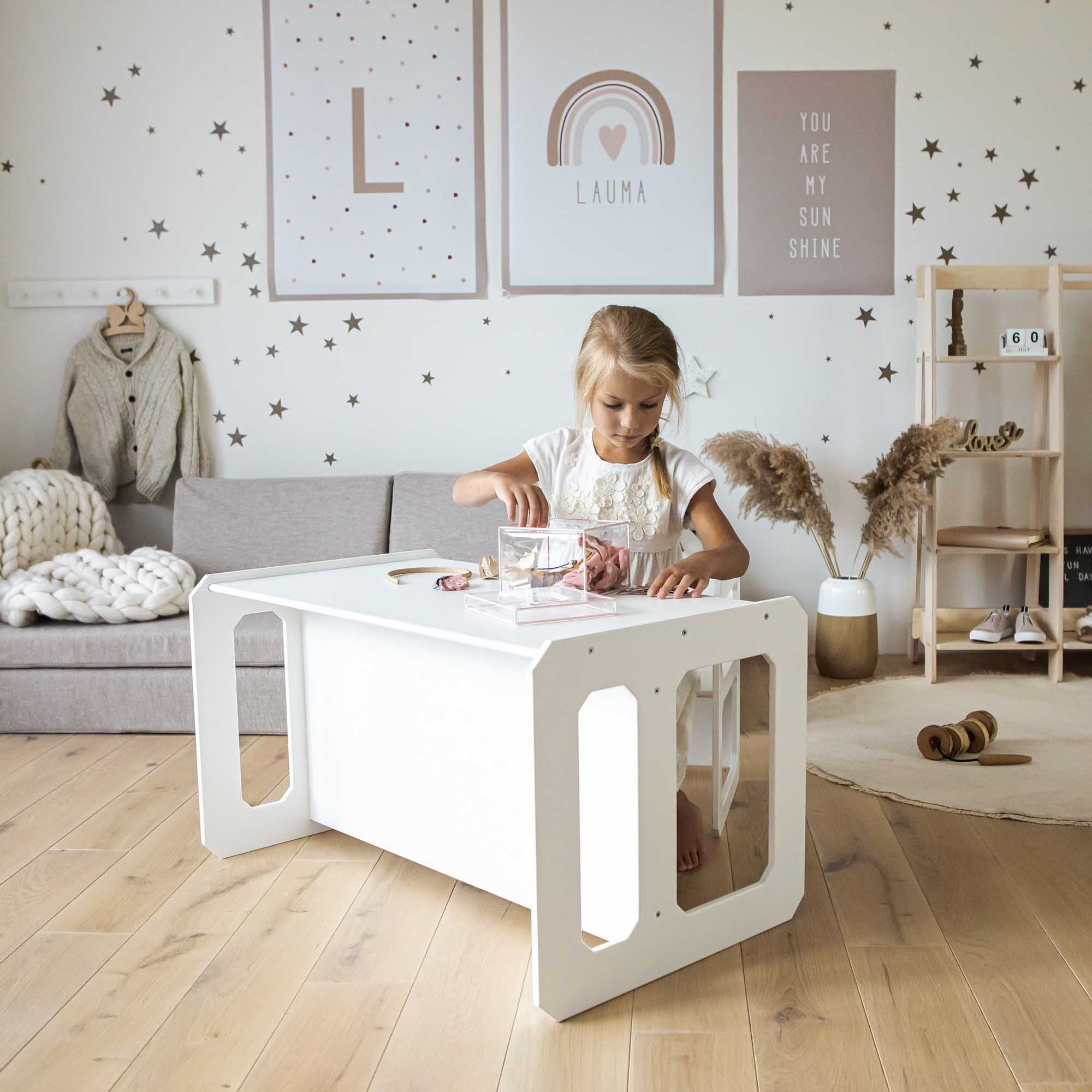 Montessori tafeltje en stoeltje set - wit hout