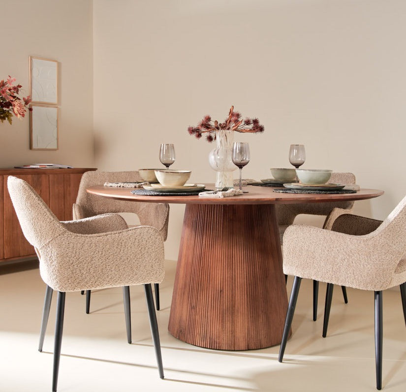 Mokka ronde eettafel lichtbruin - Ø 120 cm