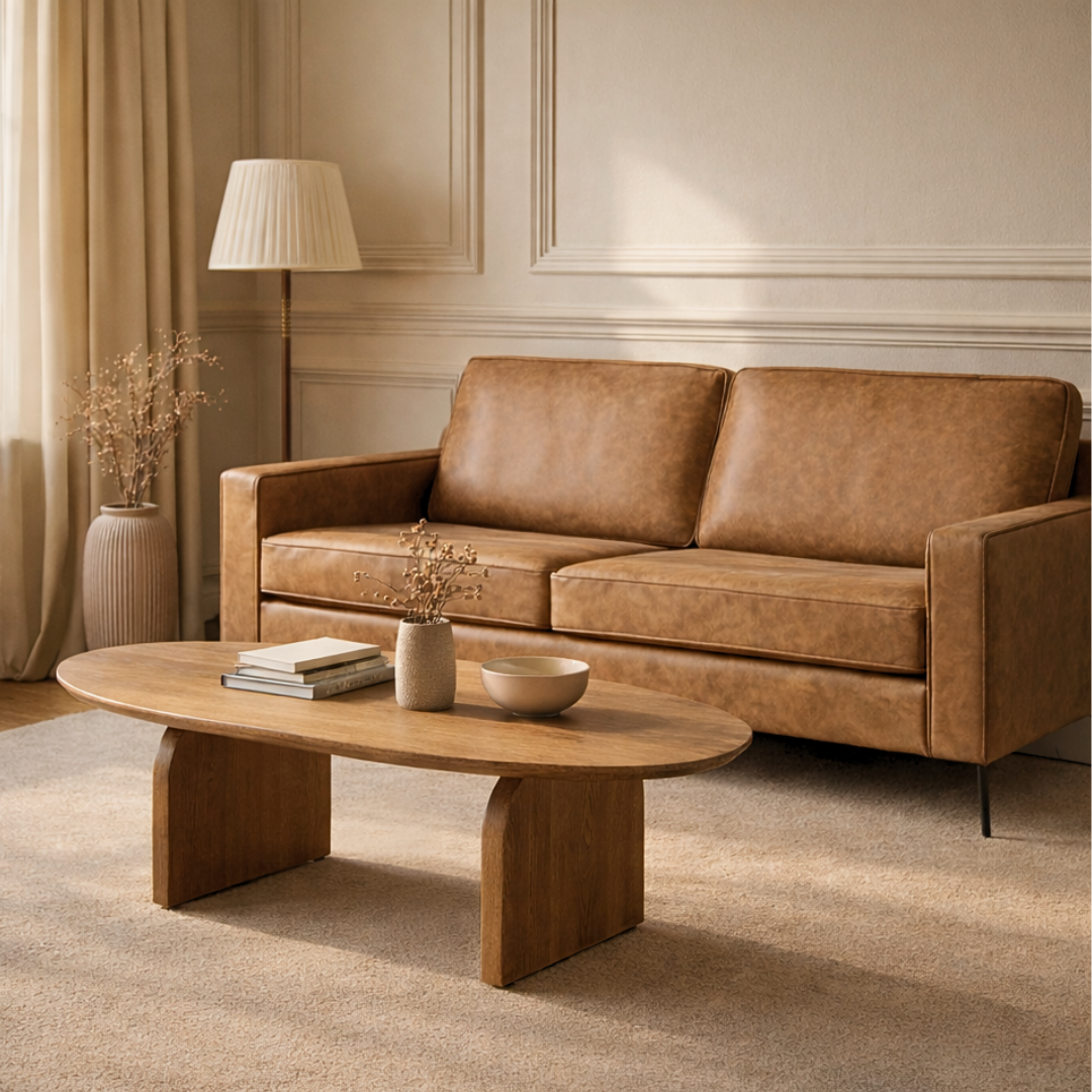 2-zitsbank Noa - microleer cognac
