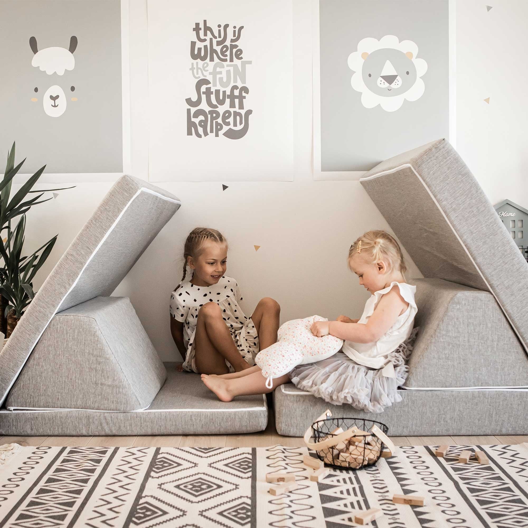 Speelbank kinderen, Grijs, modulair, Bank kinderkamer