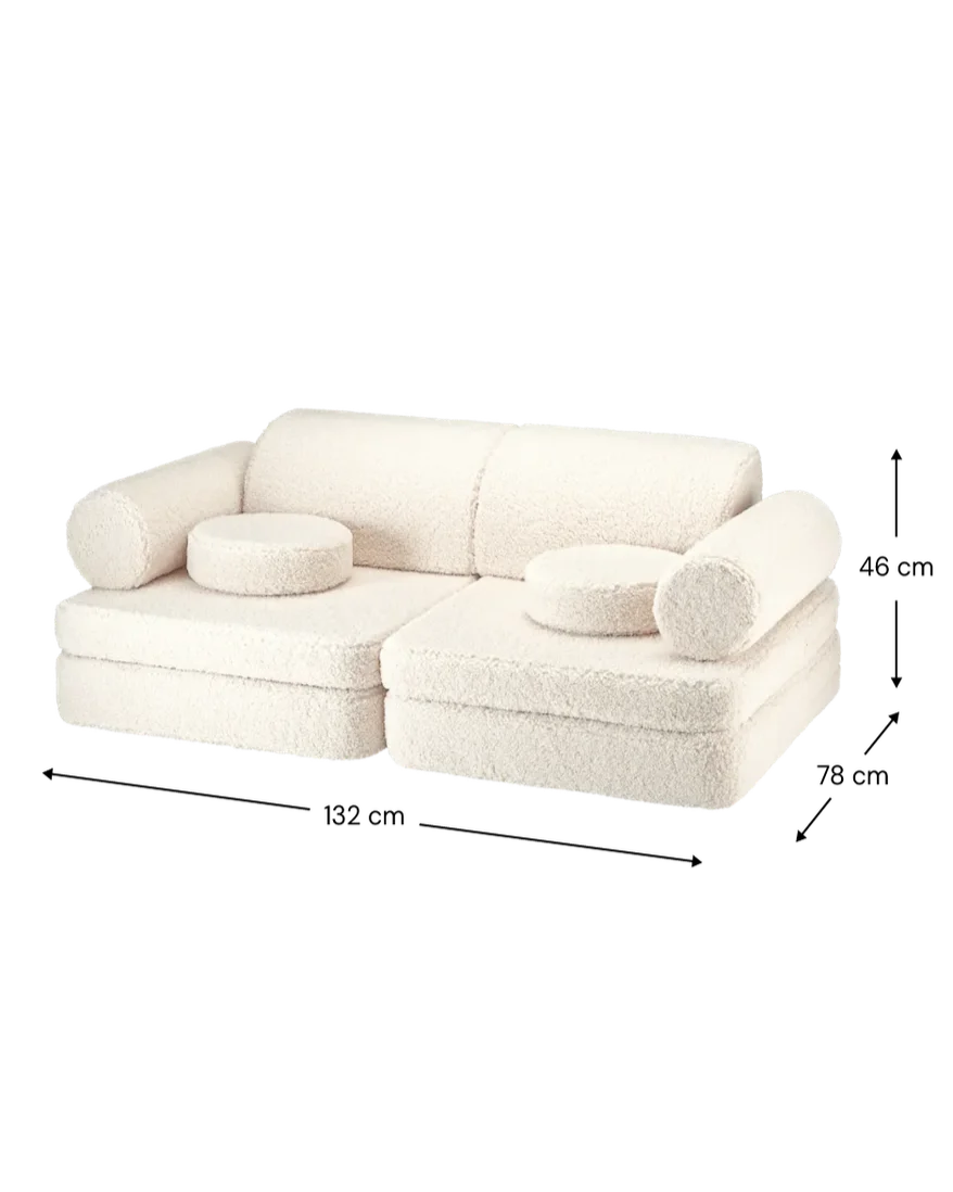 Wigiwama Cream White Settee - speelbank - kinderbank, wit